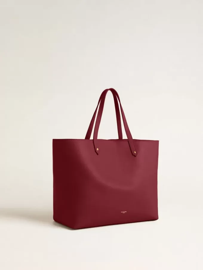 Bordeauxrode Pasadena-tas van glad leer met gouden logo