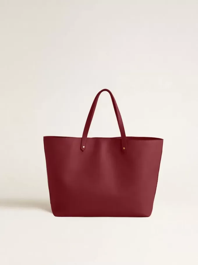 Bordeauxrode Pasadena-tas van glad leer met gouden logo