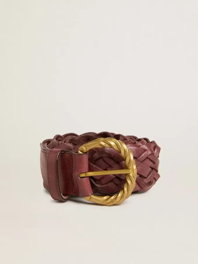 Burgundy geweven leren damesriem