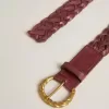 Burgundy geweven leren damesriem