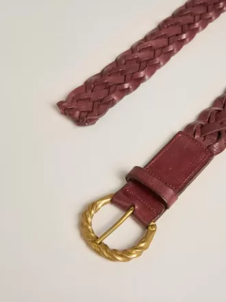 Burgundy geweven leren damesriem
