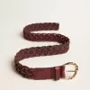 Burgundy geweven leren damesriem