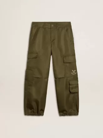 Cargobroek voor kinderen in militair groen