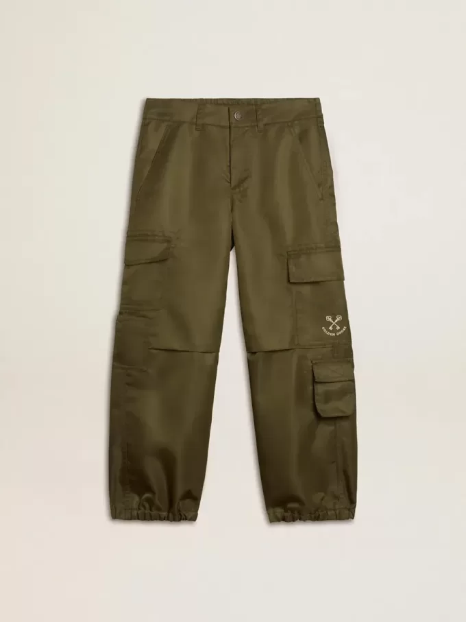 Cargobroek voor kinderen in militair groen