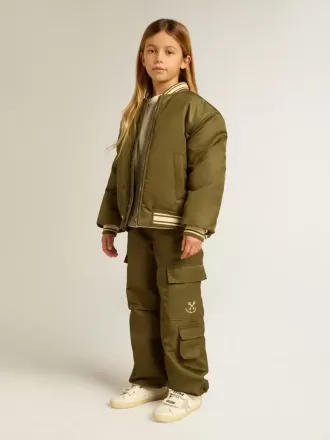 Cargobroek voor kinderen in militair groen
