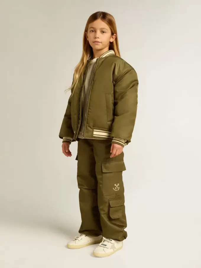 Cargobroek voor kinderen in militair groen