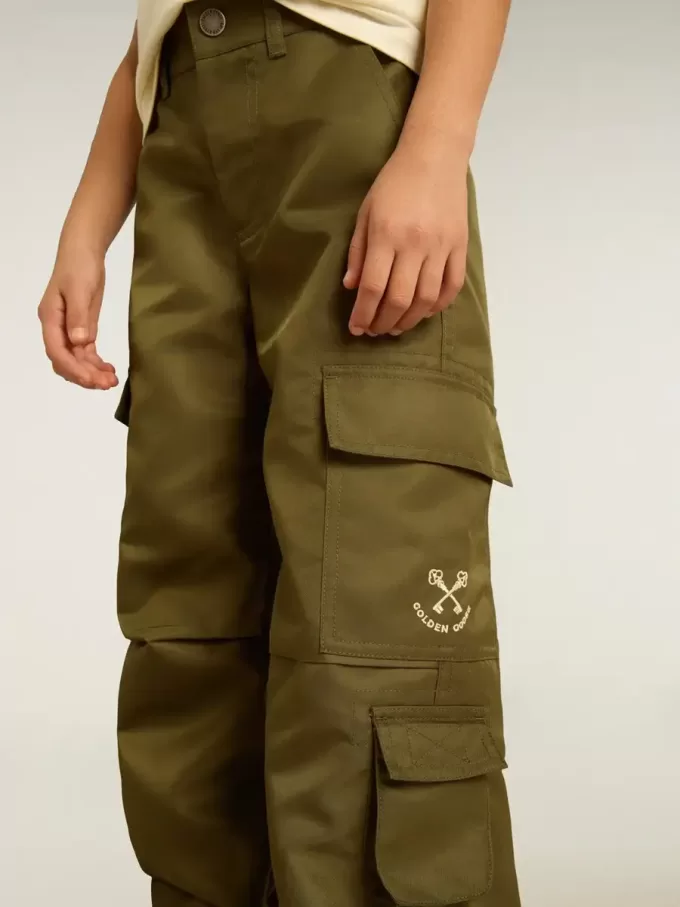 Cargobroek voor kinderen in militair groen