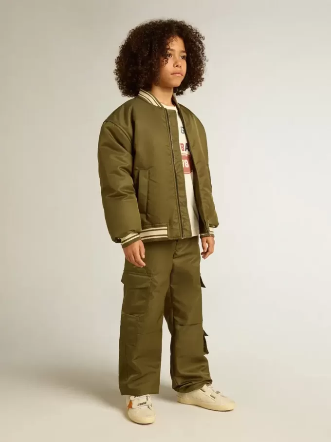 Cargobroek voor kinderen in militair groen