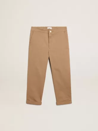 Chino voor jongens van karamelkleurig katoen