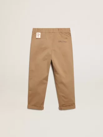 Chino voor jongens van karamelkleurig katoen