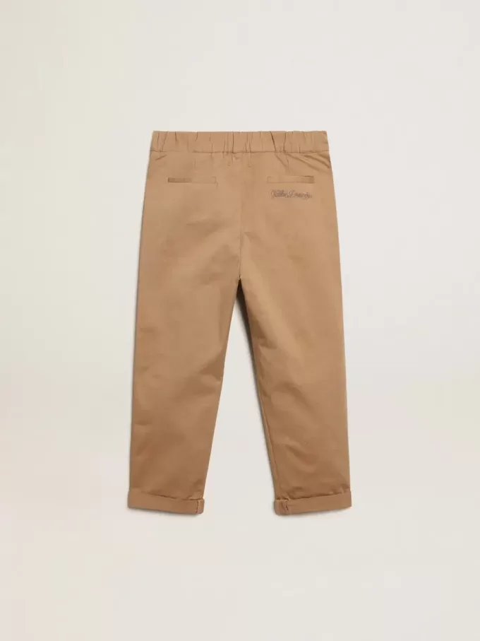 Chino voor jongens van karamelkleurig katoen
