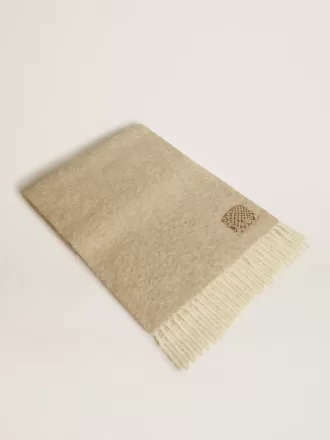 CNY-sjaal van beige alpacawol met franjes