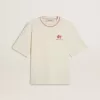 CNY versleten wit mouwloos T-shirt met rood borduursel