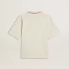CNY versleten wit mouwloos T-shirt met rood borduursel