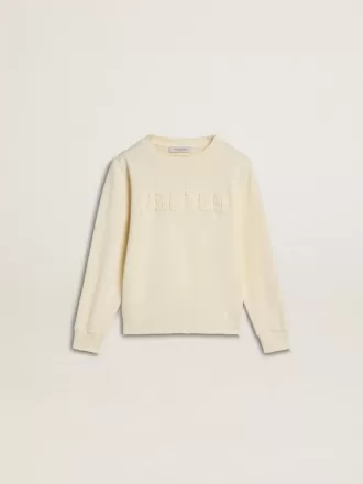 Crèmekleurig sweatshirt voor meisjes met opgestikte letters