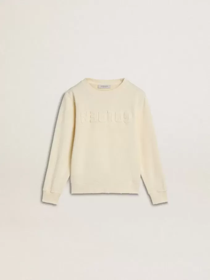 Crèmekleurig sweatshirt voor meisjes met opgestikte letters