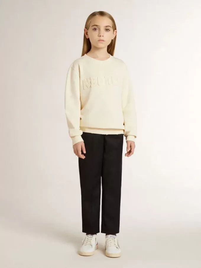 Crèmekleurig sweatshirt voor meisjes met opgestikte letters