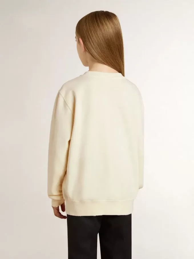 Crèmekleurig sweatshirt voor meisjes met opgestikte letters