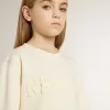 Crèmekleurig sweatshirt voor meisjes met opgestikte letters