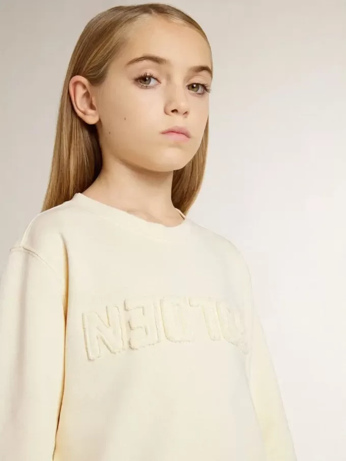 Crèmekleurig sweatshirt voor meisjes met opgestikte letters