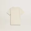 Crèmekleurig T-shirt voor jongens met reliëflogo