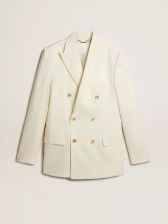 Crèmekleurige double-breasted blazer voor heren