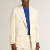 Crèmekleurige double-breasted blazer voor heren