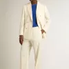 Crèmekleurige double-breasted blazer voor heren