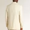 Crèmekleurige double-breasted blazer voor heren