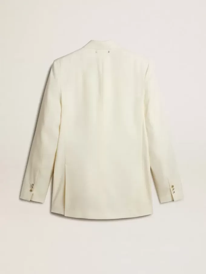 Crèmekleurige double-breasted blazer voor heren