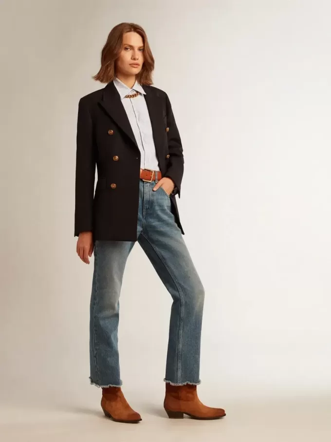 Cropped flared jeans voor dames met medium wash