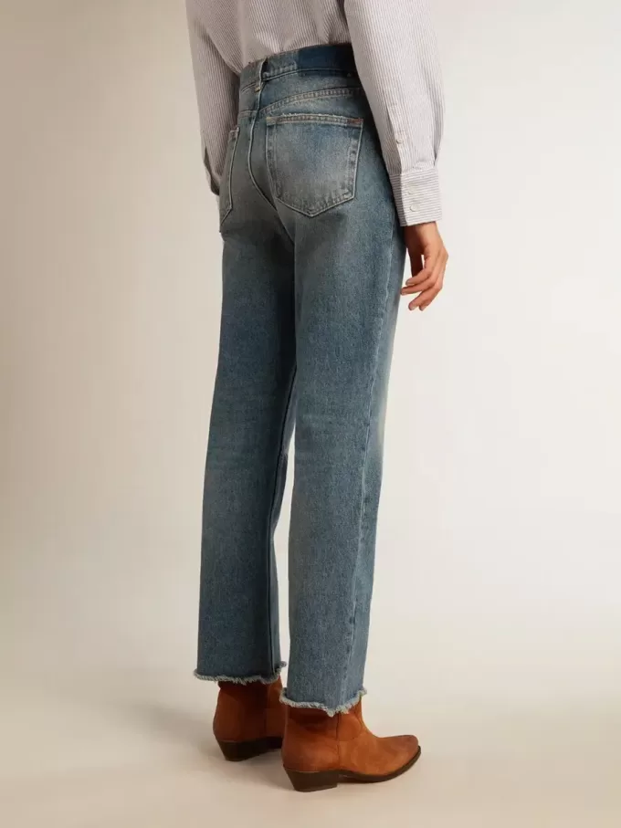 Cropped flared jeans voor dames met medium wash