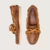 Cruise-loafers voor dames van tabakskleurig leer met oranje wandelschoenveters