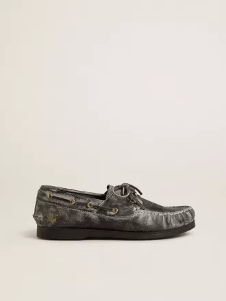Cruise Teen loafer van zwart leer met distressed-effect