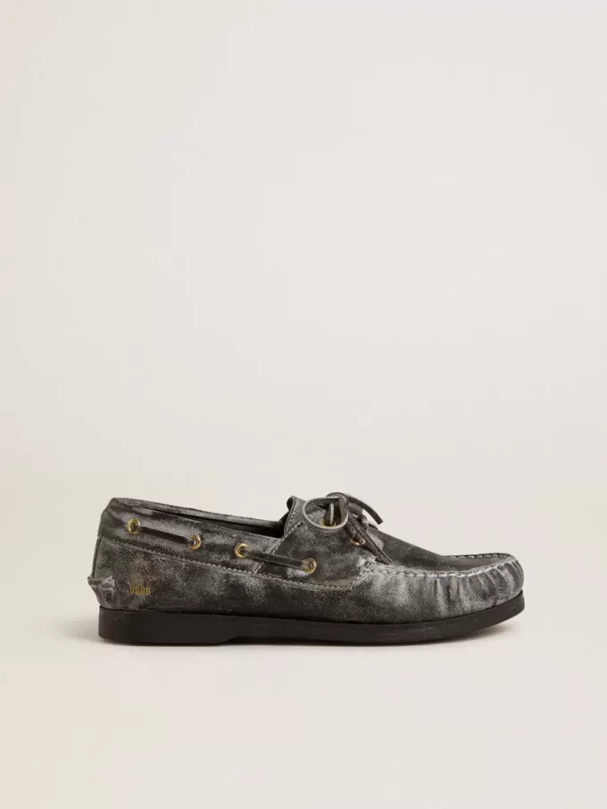 Cruise Teen loafer van zwart leer met distressed-effect