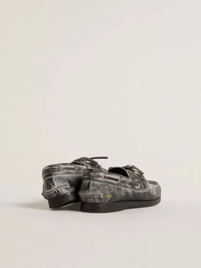 Cruise Teen loafer van zwart leer met distressed-effect