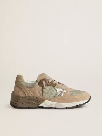 Dad-Star voor dames in beige mesh en suède met zilveren leren ster