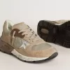 Dad-Star voor dames in beige mesh en suède met zilveren leren ster