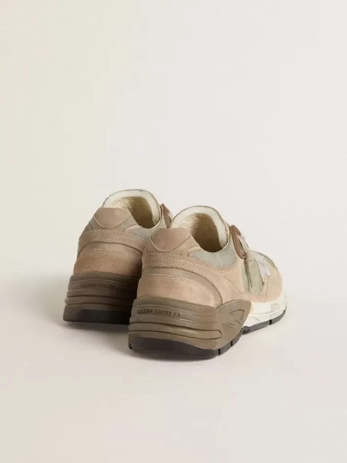 Dad-Star voor dames in beige mesh en suède met zilveren leren ster
