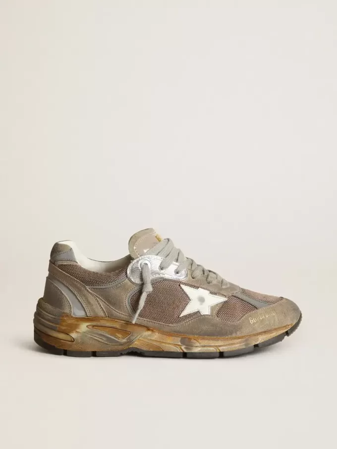Dad-Star voor dames in duifgrijs mesh en suède