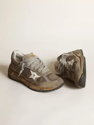 Dad-Star voor dames in duifgrijs mesh en suède