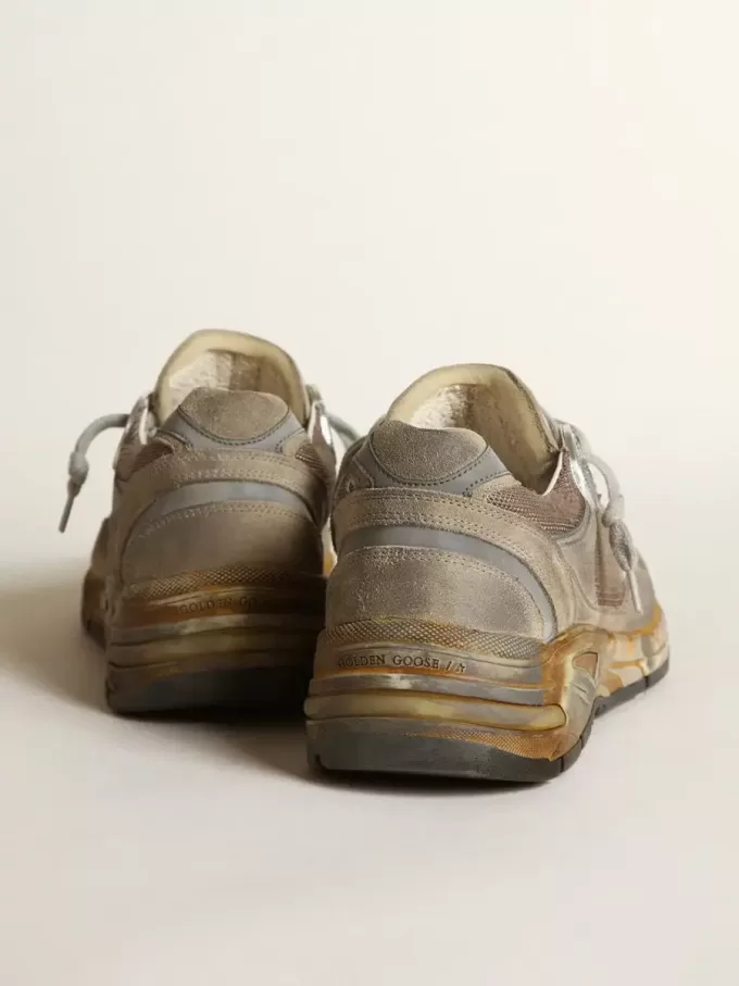 Dad-Star voor dames in duifgrijs mesh en suède
