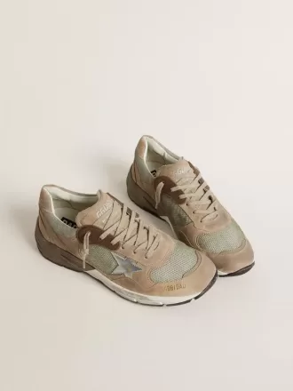 Dad-Star voor heren in beige mesh en suède met zilveren leren ster