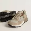 Dad-Star voor heren in beige mesh en suède met zilveren leren ster