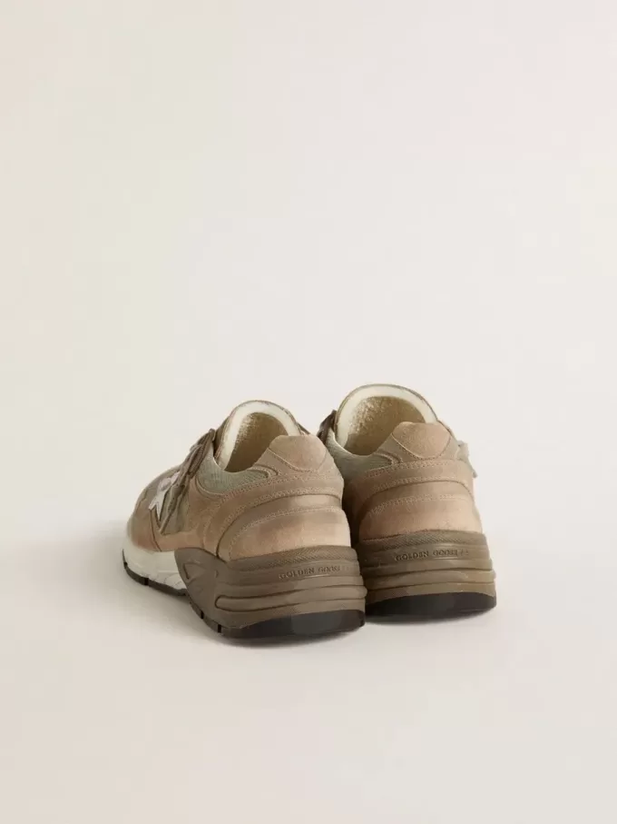 Dad-Star voor heren in beige mesh en suède met zilveren leren ster