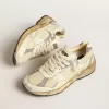 Dad-Star voor heren in beige nappa en nylon met witte leren ster