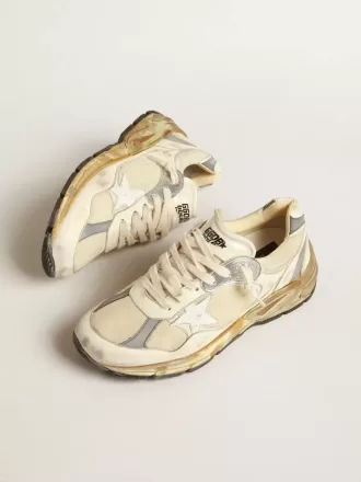 Dad-Star voor heren in beige nappa en nylon met witte leren ster