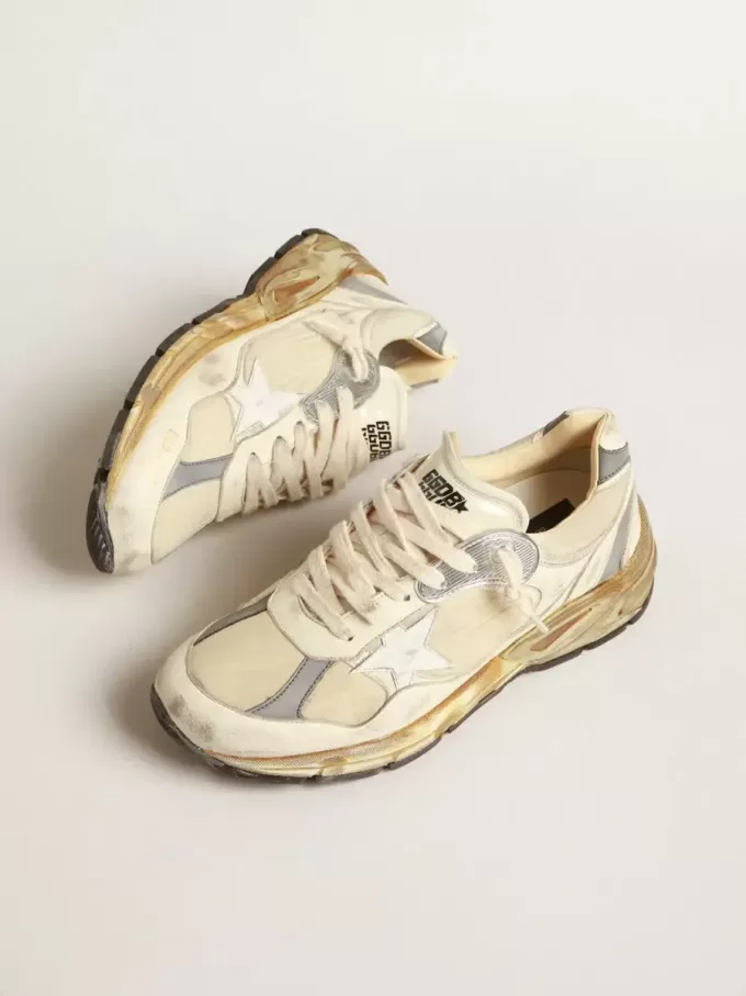 Dad-Star voor heren in beige nappa en nylon met witte leren ster