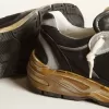 Dad-Star voor heren in zwart mesh en nappa met ijsblauwe ster