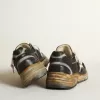 Dad-Star voor heren in zwart mesh en nappa met ijsblauwe ster